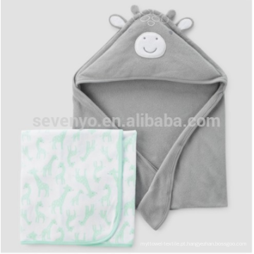 Bebê / recém-nascido / toalha de banho com capuz infantil - girafa, feita de algodão macio e absorvente 100% Terry